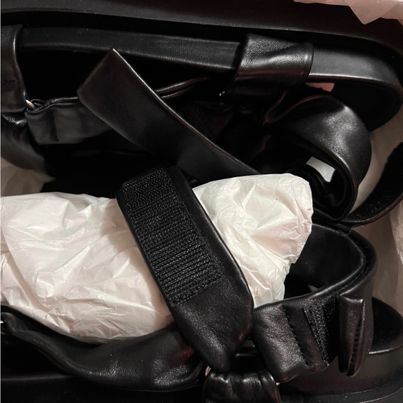Jill Sander Black Sheepskin Sandals. main image 11